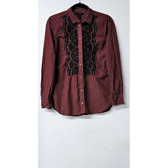 J.CREW Tops - J CREW Plaid Embroidered Beaded Long Sleeve Button-Up Women 100% Cotto Shirt (0)